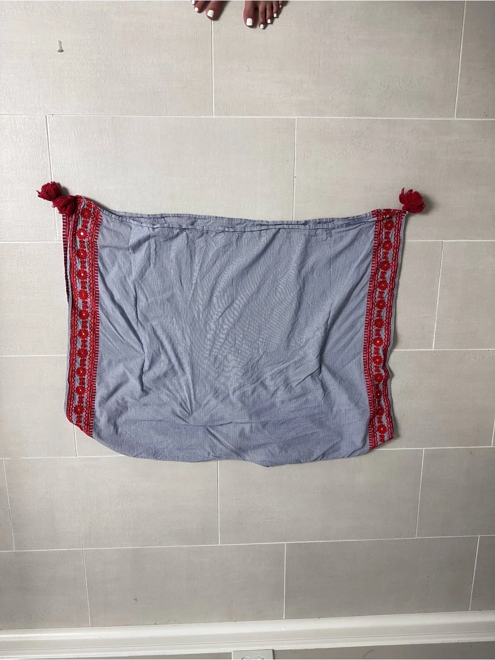 Tory Burch XS swimsuit, (open to offers) cover-up Light Blue with Red Embroidere